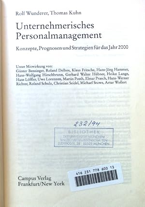 Bild des Verkufers fr Unternehmerisches Personalmanagement : Konzepte, Prognosen und Strategien fr das Jahr 2000. zum Verkauf von books4less (Versandantiquariat Petra Gros GmbH & Co. KG)