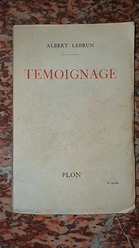 Seller image for Tmoignage for sale by AHA BOOKS