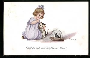 Seller image for Knstler-Ansichtskarte Elly Frank: Hast du auch eine Fleischkarte, Mieze? for sale by Bartko-Reher