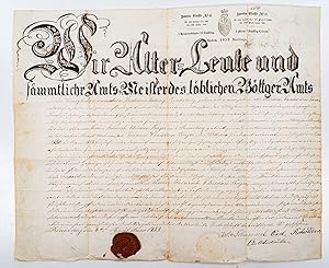 [Handschriftlicher Lehrbrief der Böttcherzunft aus Rendsburg von 1853]. -