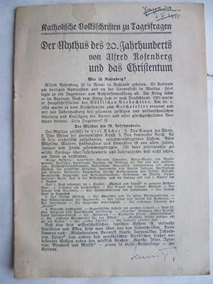 Image du vendeur pour Der Mythos des 20. Jahrhunderts von Alfred Rosenberg und das Chriustentum. mis en vente par Ostritzer Antiquariat