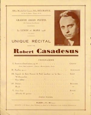 Bild des Verkufers fr [Programmzettel] Unique rcital Robert Casadesus zum Verkauf von Paul van Kuik Antiquarian Music