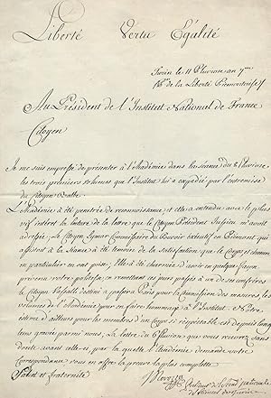 Carlo Lodovico MOROZZO Lettre signée adressée au président de l’Institut national de France