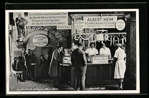 Bild des Verkufers fr Ansichtskarte Frankfurt am Main, Albert Heim Schweinemetzgerei, Wursttheke zum Verkauf von Bartko-Reher