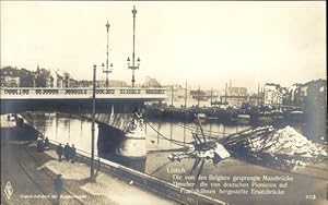 Bild des Verkufers fr Ansichtskarte / Postkarte Lige Lttich, Von Belgiern gesprengte Maasbrcke, von deutschen Pionieren erstellte Ersatzbrcke zum Verkauf von akpool GmbH