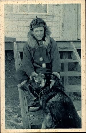 Ansichtskarte / Postkarte Alaska USA, Polarkreis, Der Missionar und sein treuer Begleiter