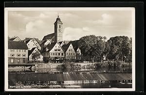 Bild des Verkufers fr Ansichtskarte Nrtingen am Neckar, Wasserlauf vor der Kirche zum Verkauf von Bartko-Reher