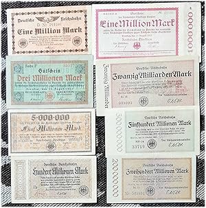 8 Notgeldscheine - Gutschein - DEUTSCHE REICHSBAHN 1923. - 2 x 1 Million Mark (11./12. Aug. 23) /...