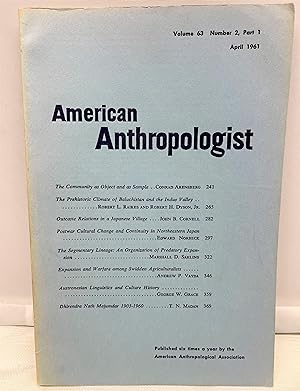 Seller image for American Anthropologist, vol. 63, no. 2, part 1, April 1961 for sale by Prestonshire Books, IOBA