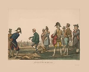 Les Joueurs de boules. Aquatinta, handkoloriert. Gravure par P. L. Debucourt. - Original aquatint...