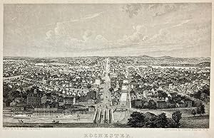 Rare Lettersheet Bird's Eye View of Rochester, NY. 1853 Lithograph