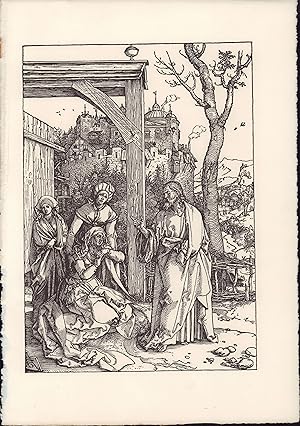 Seller image for Amslerdruck auf Bütten. Dürer. 1510. Jesus verlässt seine Mutter. Aus dem Bilderzyklus "Das Marienleben" for sale by ANTIQUARIAT Franke BRUDDENBOOKS