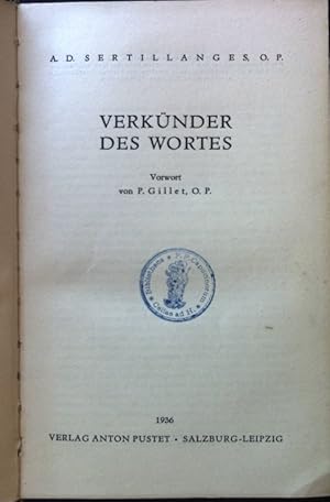 Bild des Verkufers fr Verknder des Wortes. zum Verkauf von books4less (Versandantiquariat Petra Gros GmbH & Co. KG)