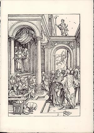 Seller image for Amslerdruck auf Bütten. Dürer. 1510. Vorstellung Marias im Tempel. Aus dem Bilderzyklus "Das Marienleben" for sale by ANTIQUARIAT Franke BRUDDENBOOKS