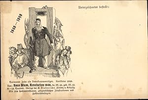 Ansichtskarte / Postkarte Turnvater Jahn als Demokratenvertilger, Karikatur 1848, Hans Blum, Revo...
