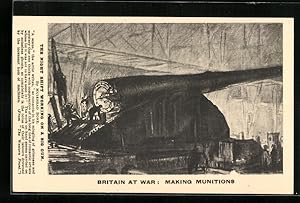 Immagine del venditore per Knstler-Ansichtskarte sign. Muirhead Bone: England, Britain at War: Making Munitions, The Night Shift working on a Big Gun venduto da Bartko-Reher