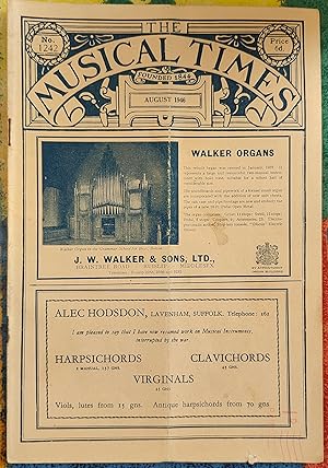 Image du vendeur pour The Musical Times August 1946 No.1242 / Alan Frank "The I.S.C.M. Festival/ "Mussorgsky" by M D Calvocoressi reviewed by William McNaught / 'The Rape of Lucretia' - Benjamin Britten at Glyndebourne/ Distribution Of Diplomas, July 1946 / Organ Recital Notes - Dr Thalben-Ball at St Marks, North Audley Street / The Promenade Concerts / Music in the Provinces / The Cheltenham Festival/ The Graz Festival mis en vente par Shore Books