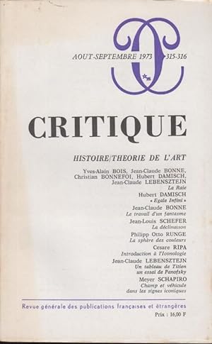 Seller image for Critique n° 315-316 HISTOIRE/THEORIE DE L'ART for sale by Librairie Diona