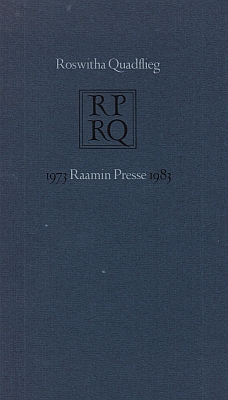 Bild des Verkufers fr Roswitha Quadflieg. 1973 Raamin Presse 1983. zum Verkauf von Fokas Holthuis