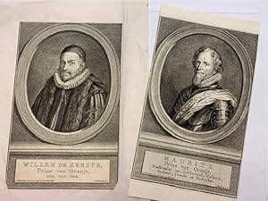 Two engraved portraits: Willem de Eerste and Maurits by J. Houbraken.