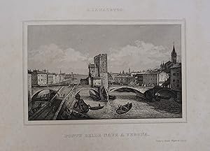 Ponte delle Nave a Verona. Stahlstich nach B. Canaletto. Leipzig, G. Mayer um 1850, 9 x 14 cm