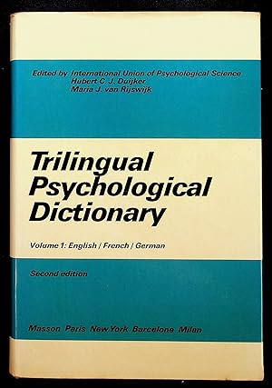 Seller image for Trilingual Psychological Dictionary Volume 1. English/French/German for sale by LibrairieLaLettre2