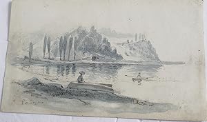 Japanese Landscape / Lake [SIGNED Original Wash Drawing]