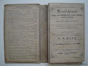 Bild des Verkufers fr Deutschland, Knigr. der Niederlande, Knigr. Belgien und die Schweiz nebst Theilen der angrnzenden Lnder bis Oxford, Portsmouth, Havre, Tours, Lyon, Genua, Bologna, Pesth, Warschau, Knigsberg, Odense etc. Nach Adolf Stieler's Entwurf. Zum Reisegebrauch eingerichtet und, mit Bezeichnung der Eisenbahnen, Chausseen, Eilwagen- und Extrapost-Routen, unter Mitwirkung von F.M. Diez, gemeinschaftlich gezeichnet von F. von Stlpnagel und J.C. Bhr. Stahlstichkarte. Gesamtgre ca. 105 x 85 cm. zum Verkauf von Antiquariat Hans-Jrgen Ketz