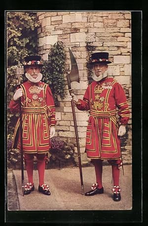 Postcard Britische Gardisten, Tower of London, Chief Warder and Yeoman Gaoler