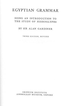 Seller image for Egyptian Grammar : Being an Introduction to the Study of Hieroglyphs for sale by GreatBookPrices