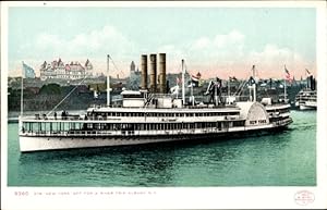 Bild des Verkufers fr Ansichtskarte / Postkarte Albany New York USA, Dampfer New York macht sich auf den Weg zu einer Flussfahrt zum Verkauf von akpool GmbH