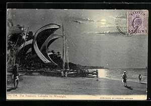 Ansichtskarte Colombo, The Seashore by Moonlight