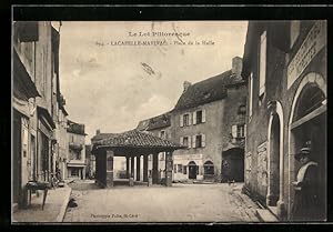 Carte postale Lacapelle-Marival, Place de la Halle