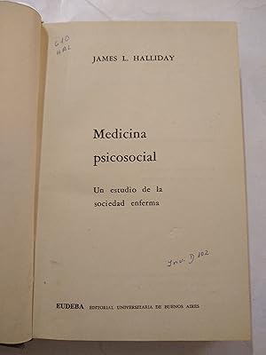 Imagen del vendedor de Medicina psicosocial a la venta por Libros nicos