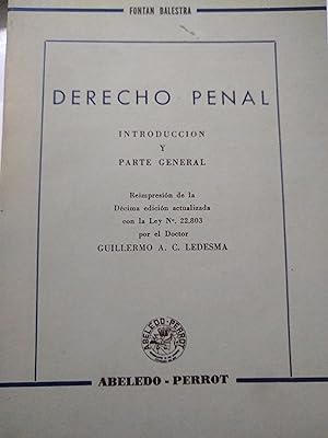 Bild des Verkufers fr Derecho Penal, introduccion y parte general zum Verkauf von Libros nicos