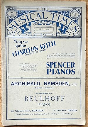 Imagen del vendedor de The Musical Times July 1, 1930 No.1049 / Leonid Sabaneev "Opera At The Present Day" / 'Feste' "Visiting Orchestras And Some Lessons" / Foreign Press - New Documents On Berlioz" / Ralph W Wood "Lessons From Abroad" / Tom S Wotton "Drums" / A J B Hutchings "The Technque Of Romanticism" / Ernest Fowles "The Question Of Sight-Reading" / Barbara Howarth "The Child Pupil" / sheet-music for "King of Glory, King of Peace - by Herbert/Thiman" / Charles F Waters "The 'Hymn-Anthem': A New Choral Form" / Harvey Grace "Festival Topics" / Music In The Provinces / Musical Notes From Berlin / Holland / Milan / Toronto and Vienna a la venta por Shore Books