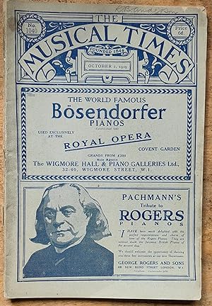 Bild des Verkufers fr The Musical Times October 1, 1929 No.1040 / Rutland Boughton "The Arts In Revolt" / A E F Dickinson "The Deeper Quality Of Music" / Edwin Evans "A London Musician Looks At Iowa" / Dyneley Hussey "Stages In The History Of Opera: III - Handelian Opera" / Maurice Cauchie "Respect For Rhythm" / Edwin Evans "Serge Diaghilev" / Herbert Thompson "Worcester Musical Festival" / Ernest Fowles "The Associated Board Pianoforte Examinations For 1930" / sheet-music for "While Shepherds watched their Flocks by Night - Nathan Tate / Eric H Thiman" / W A Roberts "Incorporated Association Of Organists Congress At Hull" / Haslemere Festival Of Chamber Music" / J A Westrup "Annibal Gantez: A Merry Musician" / Music In Scotland / Musical Notes From Berlin / M zum Verkauf von Shore Books