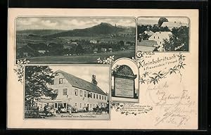 Ansichtskarte Kleinbobritzsch, Gasthof zum Fürstenthal, Denkmal am Geburtshause des Orgelbaumeist...