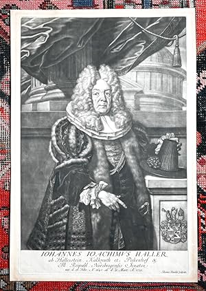 Bild des Verkufers fr Grosses Schabkunst-Portrait von Johann Kenckel. Johannes Joachimus Haller ab Hallerstein Kalkreuth et Pukenhof. zum Verkauf von Antiquariat Thomas Rezek