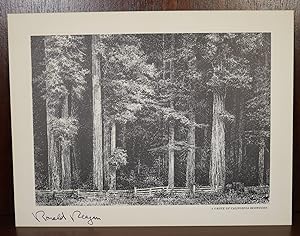 Ronald Reagan Signed Redwoods Engraving