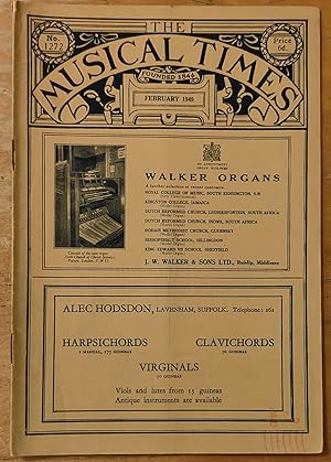 Bild des Verkufers fr The Musical Times February 1949 No.1272 / W McNaught "On Influence and Borrowing" / T H Croxall "A Strange But Stimulating Essay on Music" / Gramophone Notes / W R Anderson "Round about Radio" / Church and Organ Music / Opera in London / I.S.M. Annual Conference At Brighton zum Verkauf von Shore Books