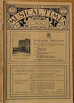 Bild des Verkufers fr The Musical Times April 1949 No.1274 / H W Richards "Sir Stanley Marchant, 1883-1949" / Alexander Brent-Smith "The Passing of the Dominant" / A E F Dickinson "The Neglected Hubert Parry" / Herbert Antcliffe "Did Handel Become English?" / W S Drew "On Song-Editing" / The New Era Concert Society / Frank Netherwood "The Status Of The Organist" / Hartley Kemball Cook "A Forgotten National Theatre" zum Verkauf von Shore Books