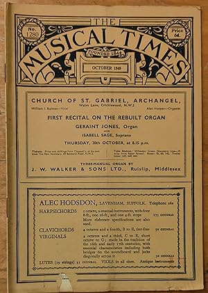 Bild des Verkufers fr The Musical Times October 1949 No.1280 / Frederick Chopin Died October 17, 1849 / Rollo H Myers "Richard Strauss - 1864-1949" / The Organists' Congress At Edinburgh / Organ Recital Notes / Alexander Brent-Smith "Sir Percy Hull's Retirement" / W R Anderson "The Edinburgh Festival" / The Three Choirs Festival Hereford, September 4-9 / A Week at Bryanston / New Music at the Promenades / The Reading Youth Orchestra / William McNaught "'The Olympians'" at Covent Garden zum Verkauf von Shore Books