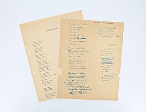 Ensemble complet du manuscrit et du tapuscrit de la chanson de Boris Vian intitulée "Westminster ...