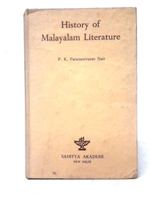 Bild des Verkufers fr History Of Malayalam Literature zum Verkauf von World of Rare Books