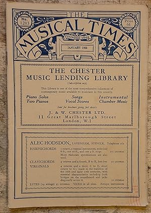 Seller image for The Musical Times January 1950 No.1283 / George Tremain "Ruskin as Music Critic" / Mollie Sands "Music Not Too Refined" / David Cherniavsky "Sibelius and Finland" / Richard Graves "The Forty Anthems Of Maurice Greene" / Organ Recital Notes for sale by Shore Books