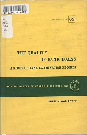 Imagen del vendedor de THE QUALITY OF BANK LOANS : A Study of Bank Examination Records a la venta por 100POCKETS