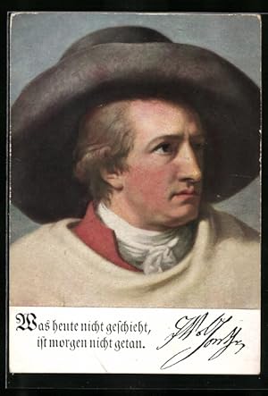 Bild des Verkufers fr Ansichtskarte Deutsche Mnner - Deutsche Worte, Was heute nicht geschieht., Goethe zum Verkauf von Bartko-Reher