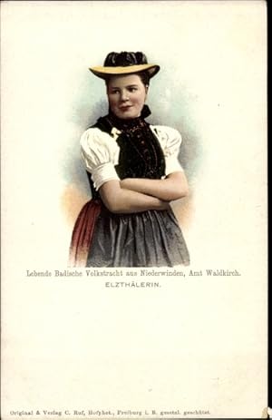 Ansichtskarte / Postkarte Lebende Badische Volkstracht aus Niederwinden, Amt Waldkirch, Elzthälerin