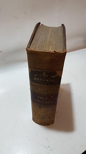 Imagen del vendedor de 1917 The Law Reports Of The Incorporated Council Of Law Reporting Kings Bench Division And On Appeal Therefrom In The Court Of Appeal, Decisions In The Court Of Criminal Appeal And Decisions Of The Railway And Canal Commission 1917. - Vol. I. a la venta por Cambridge Rare Books